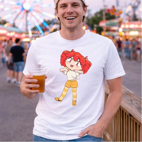 Kasane Teto T Shirt White Or Black Tee, Cute Chibi Anime Character Graphic Tee for Men in Kuwait