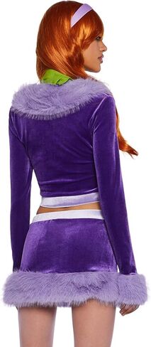 Dolls Kill Mystery Crew Hottie Costume Set by Trickz N’ Treatz – Women’s Velvet Crop Top, Skirt, Wig, Scarf & Tights in Saudi Arabia