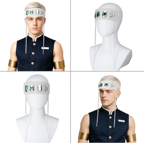 Mens Uzui Cosplay Costume Headwear Set Halloween Party Outfit Uniform Full Set in Saudi Arabia