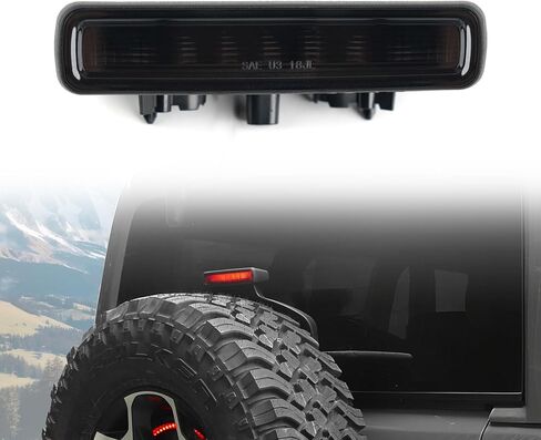LED 3rd Brake Light Tail High Mount Stop Lights Replacement for 2018-2024 2025 Jeep Wrangler JL 4XE Accessories, Smoked Lens Rear High Centre Third Brake Light, Black Housing in Kuwait