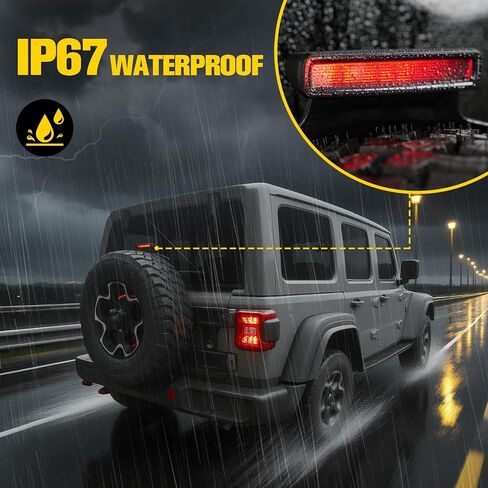 LED 3rd Brake Light Tail High Mount Stop Lights Replacement for 2018-2024 2025 Jeep Wrangler JL 4XE Accessories, Smoked Lens Rear High Centre Third Brake Light, Black Housing in Kuwait