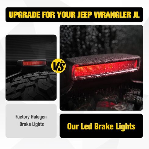 LED 3rd Brake Light Tail High Mount Stop Lights Replacement for 2018-2024 2025 Jeep Wrangler JL 4XE Accessories, Smoked Lens Rear High Centre Third Brake Light, Black Housing in Kuwait