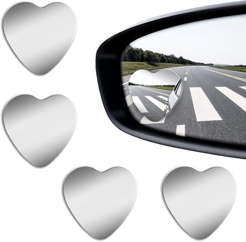 Grevosea 4 Pcs Heart Shaped Blind Spot Mirrors Side Mirror Blindspot Wide Angle Adjustable Blindspot Mirror for Car SUV and Trucks Automotive Exterior Accessories in Saudi Arabia