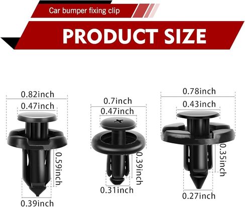 100 PCS Car Retainer Clips, Push Pin Rivets with Removal Tool, Nylon Bumper Fender Fastener Kit, Replacement 90914-0007 90913-0067 90914-0051, Compatible with Subaru Mazda Nissan (Black) in Kuwait