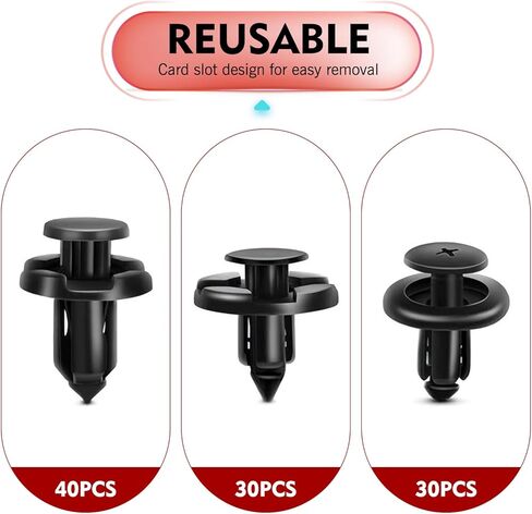100 PCS Car Retainer Clips, Push Pin Rivets with Removal Tool, Nylon Bumper Fender Fastener Kit, Replacement 90914-0007 90913-0067 90914-0051, Compatible with Subaru Mazda Nissan (Black) in Kuwait