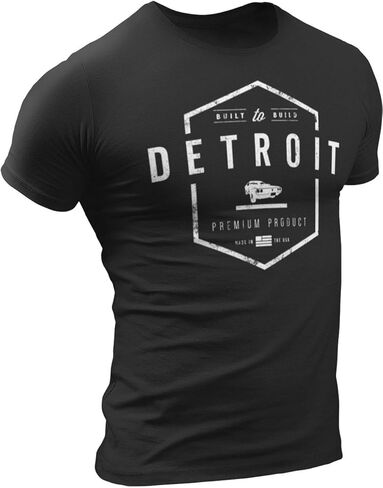 Detroit t-Shirt - Detroit Built-to-Build Cars Shirt by Detroit Rebels - Vintage Motor City Tshirt in Saudi Arabia