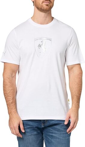 PUMA Men's Scuderia Ferrari Formula 1 Graphic T-Shirt, White Tonal Shield AH25, Large in Saudi Arabia