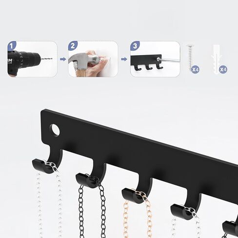 حامل القلادة ومنظم مع 12 خطافًا - شماعة القلادة للحائط in Kuwait