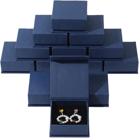 Jewelry Gift Box Set, 12 Pieces Flip-Up Velvet Foam Filled Square Jewelry Boxes for Necklaces, Earrings & Rings, Cardboard Paper Gift Case, Velvet Jewelry Box, 3.93 x 3.93 x 1.26 Inches (Pink) in Saudi Arabia