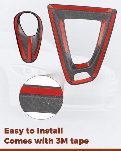 Carbon Fiber Gear Shift Knob Cover Trim Kit Fit for BMW F80 M3 2015-2020 F82 M4 2015-2018 F83 M4 2015-2018 2020, Gear Handle Bottom Frame and Cover, Black in Saudi Arabia