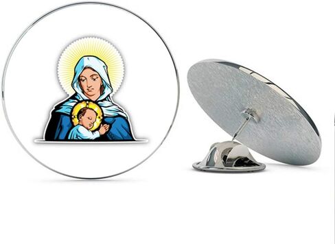 Mother Mary with Jesus Christ Religion Round Metal 0.75" Lapel Pin Hat Shirt Pin Tie Tack Pinback in Kuwait