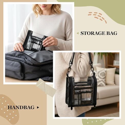 Almencla Clear Makeup Bag, Portable Cosmetic Organizer, Transparent PVC Toiletry Bag with closure fastener, Black Travel Makeup Case for Women, Waterproof & Easy to Clean, for Travel, Gifts in Saudi Arabia