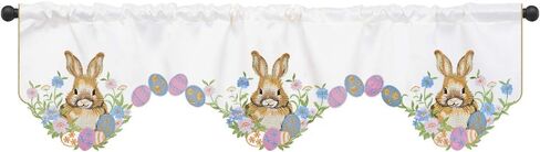 ستارة مطبخ عيد الفصح للنوافذ، ستائر مطبخ مطرزة، ستارة معالجة نافذة أرنب عيد الفصح للمطبخ، لوحة واحدة بعرض 54 بوصة × طول 18 بوصة in Kuwait