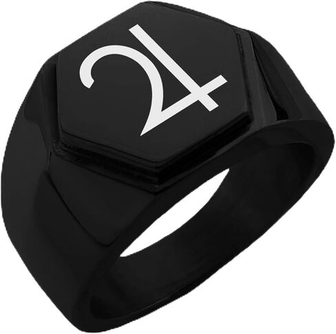 Stainless Steel Solar System Planetary Jupiter Hexagon Crest Flat Top Biker Style Polished Ring in Saudi Arabia