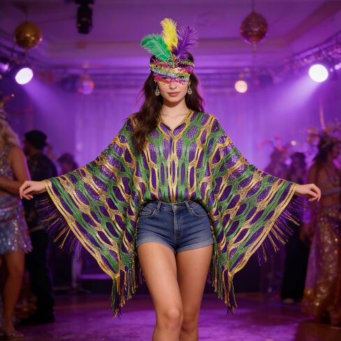 4 Pcs Carnival Costume Accessory Outfit Shawl Scarf Faux Feather Headband Mask Carnival Earrings Acrylic for Women Carnival Halloween Party in Kuwait