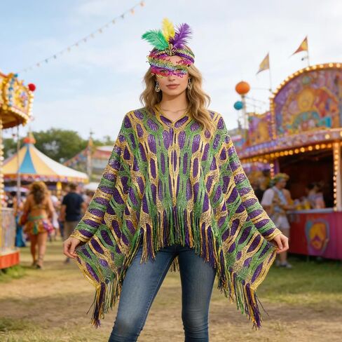 4 Pcs Carnival Costume Accessory Outfit Shawl Scarf Faux Feather Headband Mask Carnival Earrings Acrylic for Women Carnival Halloween Party in Kuwait