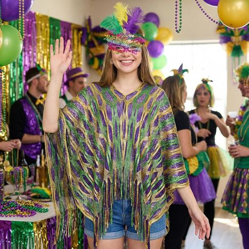 4 Pcs Carnival Costume Accessory Outfit Shawl Scarf Faux Feather Headband Mask Carnival Earrings Acrylic for Women Carnival Halloween Party in Kuwait