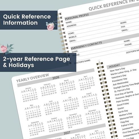 كتاب المواعيد 2026-2027 - 2026-2027 مخطط يومي، يوليو 2026 - يونيو 2027، كتاب المواعيد الأسبوعي 2026-2027، 2026-2027 مخطط كل ساعة مع فاصل زمني 30 دقيقة، 8.5 بوصة × 11 بوصة، علامات تبويب ملونة in Kuwait