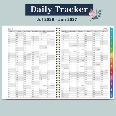 كتاب المواعيد 2026-2027 - 2026-2027 مخطط يومي، يوليو 2026 - يونيو 2027، كتاب المواعيد الأسبوعي 2026-2027، 2026-2027 مخطط كل ساعة مع فاصل زمني 30 دقيقة، 8.5 بوصة × 11 بوصة، علامات تبويب ملونة in Kuwait