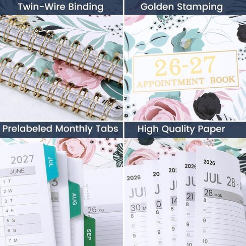 كتاب المواعيد 2026-2027 - 2026-2027 مخطط يومي، يوليو 2026 - يونيو 2027، كتاب المواعيد الأسبوعي 2026-2027، 2026-2027 مخطط كل ساعة مع فاصل زمني 30 دقيقة، 8.5 بوصة × 11 بوصة، علامات تبويب ملونة in Kuwait