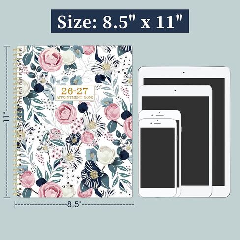 كتاب المواعيد 2026-2027 - 2026-2027 مخطط يومي، يوليو 2026 - يونيو 2027، كتاب المواعيد الأسبوعي 2026-2027، 2026-2027 مخطط كل ساعة مع فاصل زمني 30 دقيقة، 8.5 بوصة × 11 بوصة، علامات تبويب ملونة in Kuwait