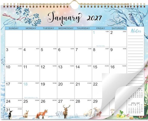 Calendar 2026-2027 - Wall Calendar 2026-2027, 18 Months Wall Calendar from July 2026 to December 2027, 11.5" x 15", Twin-Wire Binding, Hanging Hook, Holidays, Animal & Seasonal Watercolor in Saudi Arabia