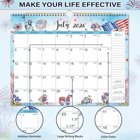 Calendar 2026-2027 - Wall Calendar 2026-2027, 18 Months Wall Calendar from July 2026 to December 2027, 11.5" x 15", Twin-Wire Binding, Hanging Hook, Holidays, Animal & Seasonal Watercolor in Saudi Arabia