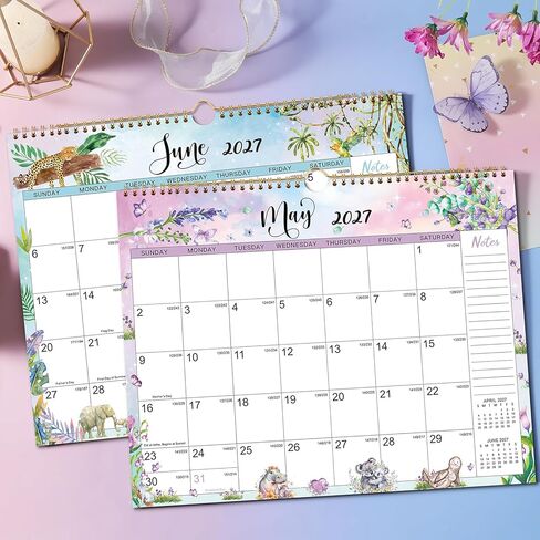 Calendar 2026-2027 - Wall Calendar 2026-2027, 18 Months Wall Calendar from July 2026 to December 2027, 11.5" x 15", Twin-Wire Binding, Hanging Hook, Holidays, Animal & Seasonal Watercolor in Saudi Arabia