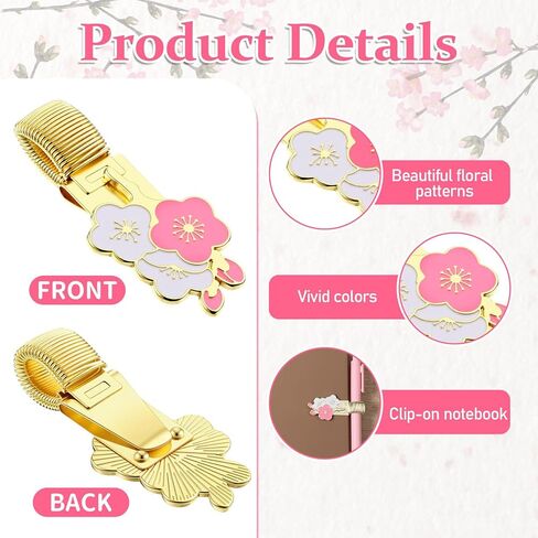 2 Pcs Pen Holder Clip, Adjustable Metal Spring Pen Loop Holder Flower Pencil Clip Organizer for Notebook Clipboard Journal in Kuwait