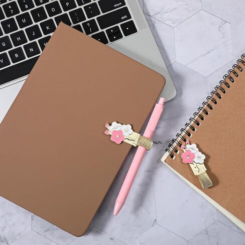 2 Pcs Pen Holder Clip, Adjustable Metal Spring Pen Loop Holder Flower Pencil Clip Organizer for Notebook Clipboard Journal in Kuwait
