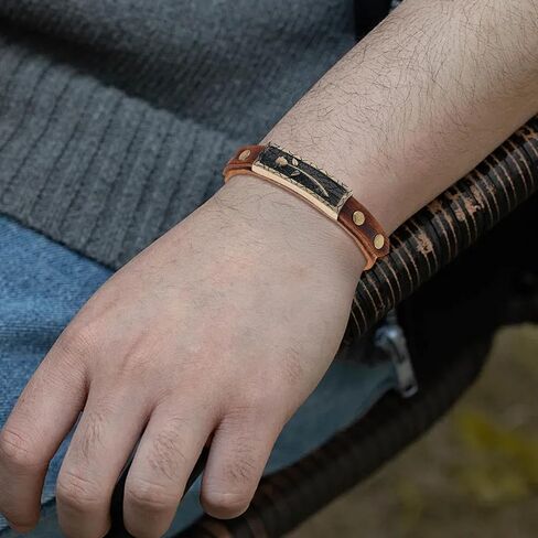 Boho Vintage Leather Bracelet - Brown Rose Design with Buckle Clasp | Handmade Adjustable Bracelet for Women & Men in Saudi Arabia