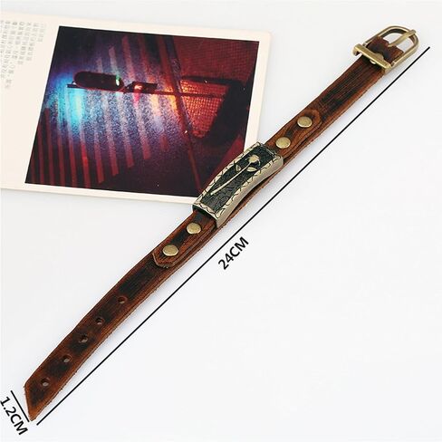 Boho Vintage Leather Bracelet - Brown Rose Design with Buckle Clasp | Handmade Adjustable Bracelet for Women & Men in Saudi Arabia