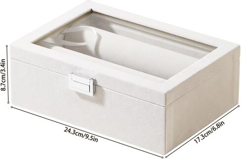 حامل عرض الأساور مع قضبان لأساور الساعات، صندوق تخزين منظم المجوهرات مع غطاء شفاف (بيج) in Kuwait