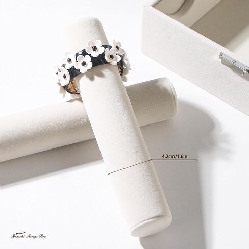 حامل عرض الأساور مع قضبان لأساور الساعات، صندوق تخزين منظم المجوهرات مع غطاء شفاف (بيج) in Kuwait