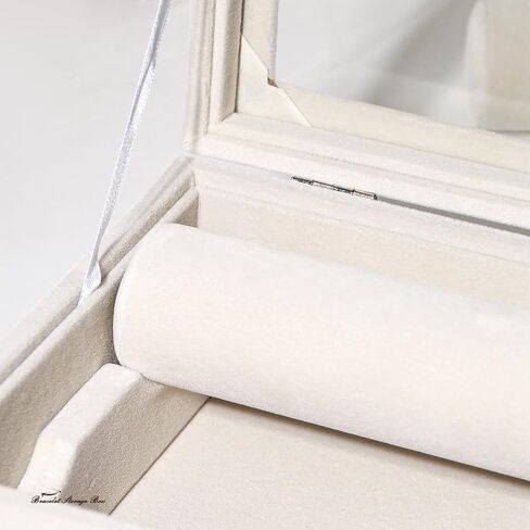 حامل عرض الأساور مع قضبان لأساور الساعات، صندوق تخزين منظم المجوهرات مع غطاء شفاف (بيج) in Kuwait