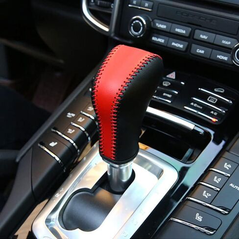 XITER Leather Automatic Gear Shift Knob Cover Car Shift Boot Lever Protector for Porsche Cayenne 2011 2012 2013 2014 2015 2016 2017 2018 Interior Accessories(Black) in Saudi Arabia