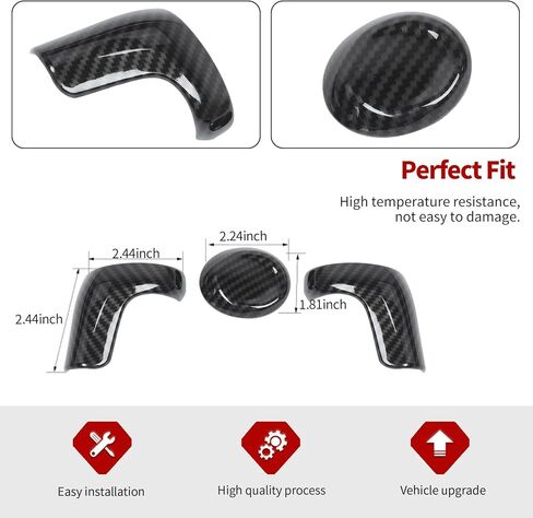 Jimen Fit for Chevrolet Camaro 2016-2024, 3PCS Center Console Gear Shifter Knob Cover Trim (Carbon Fiber) in Saudi Arabia