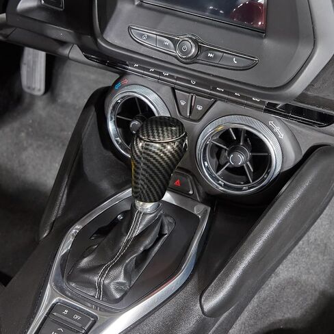 Jimen Fit for Chevrolet Camaro 2016-2024, 3PCS Center Console Gear Shifter Knob Cover Trim (Carbon Fiber) in Saudi Arabia