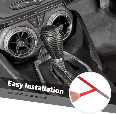 Jimen Fit for Chevrolet Camaro 2016-2024, 3PCS Center Console Gear Shifter Knob Cover Trim (Carbon Fiber) in Saudi Arabia