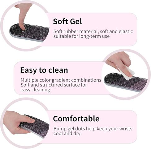 مسند معصم جل للوحة المفاتيح والماوس - مسند معصم مريح للوحة مفاتيح الكمبيوتر، جل تبريد، راحة ودعم للكتابة والألعاب، مجموعة باللون الأسود الكاكي in Kuwait