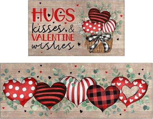 Merry Christmas Kitchen Rugs and Mats Set of 2,Buffalo Plaid Gingerbread Hot Cocoa Xmas Winter Holiday Sink Floor Mat Non Skid Washable for Home Farmhouse Christmas Decor 17"x47"+17"x30" in Saudi Arabia