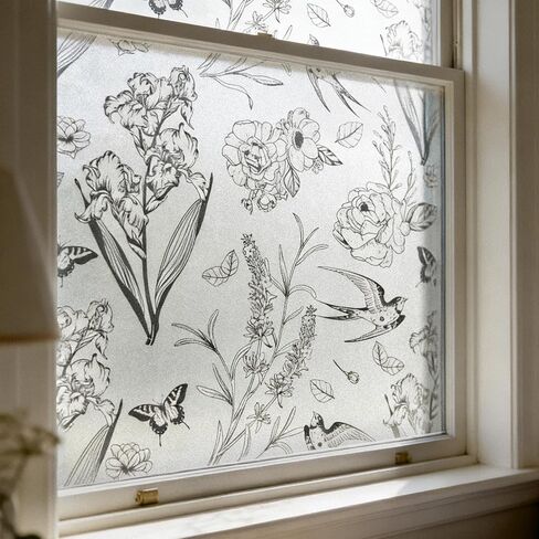 French Style Frosted Privacy Window Film, Static Cling No Glue, UV Blocking & Sun Shading, Light Filtering for Bathroom Bedroom Door Glass with Installation Tool Kit,23.6x78.7 Inch in Saudi Arabia