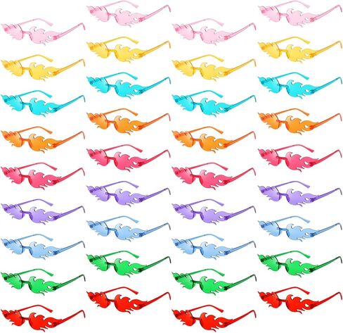 Pibupibu 36 Pcs Rimless Heart/Star/Butterfly/Flame/Cateye Party Sunglasses Bulk for Women Men, Fun Bachelor Party Glasses in Saudi Arabia