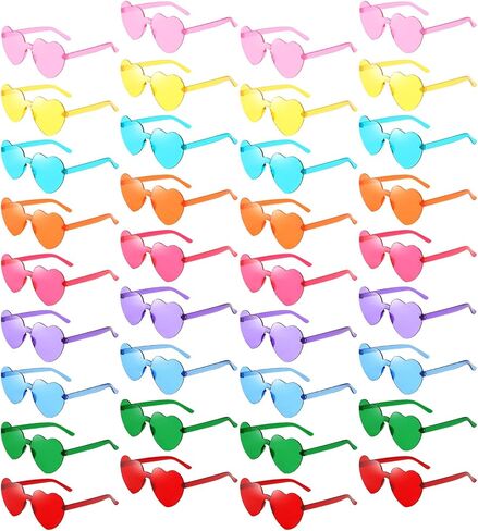 Pibupibu 36 Pcs Rimless Heart/Star/Butterfly/Flame/Cateye Party Sunglasses Bulk for Women Men, Fun Bachelor Party Glasses in Saudi Arabia