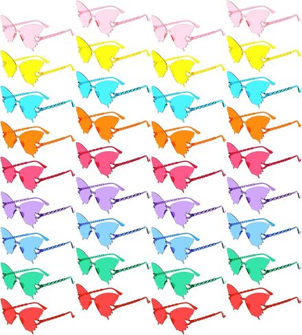 Pibupibu 36 Pcs Rimless Heart/Star/Butterfly/Flame/Cateye Party Sunglasses Bulk for Women Men, Fun Bachelor Party Glasses in Saudi Arabia