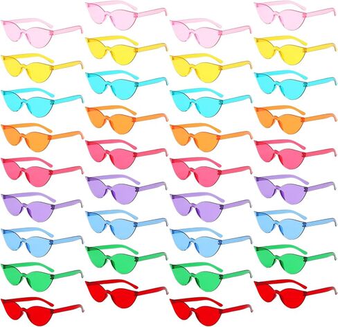 Pibupibu 36 Pcs Rimless Heart/Star/Butterfly/Flame/Cateye Party Sunglasses Bulk for Women Men, Fun Bachelor Party Glasses in Saudi Arabia