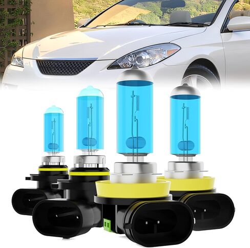المصابيح الأمامية تناسب Toyota Solara 2004-2008، 9005 High Beam + H11 مصباح هالوجين منخفض الشعاع، 6000K ضوء أبيض، التوصيل والتشغيل، حزمة من 4 in Saudi Arabia