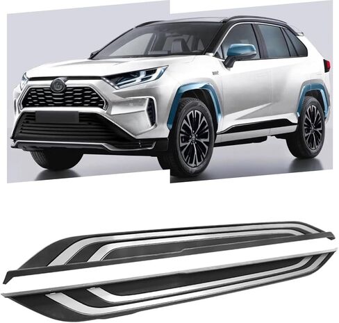 2 قطعة لوحات تشغيل مناسبة لـ 2019 2020 2021 2022 2023 2024 2025 Toyota RAV4 & 2021 2022 2023 2024 Toyota RAV4 Prime OE Style Matte Black الألومنيوم خطوات جانبية Nerf Bars Step Board Accessories in Kuwait