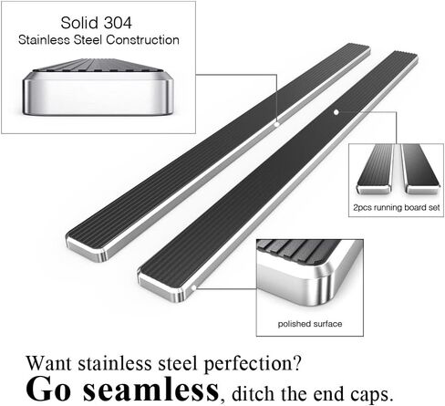 Tuxtreme Running Boards 6 inches Compatible with Ram 2500 3500 2010-2026 Mega Cab 304 Stainless Steel (Nerf Bars Side Steps Side Bars)(86in D2D Short Version) in Kuwait