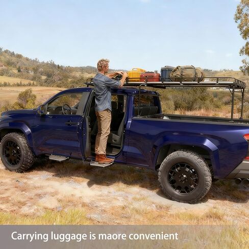 خطوات جانبية للوحة الجري متوافقة مع 2024-2026 Toyota Tacoma Double Cab & Crew Cab (4 أبواب كاملة الحجم)، فولاذ كربوني عالي التحمل بتصميم درجين، قضيب Nerf، نمط B in Kuwait